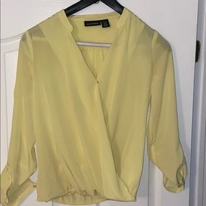 DKNY Jeans yellow surplice wrap blouse XS